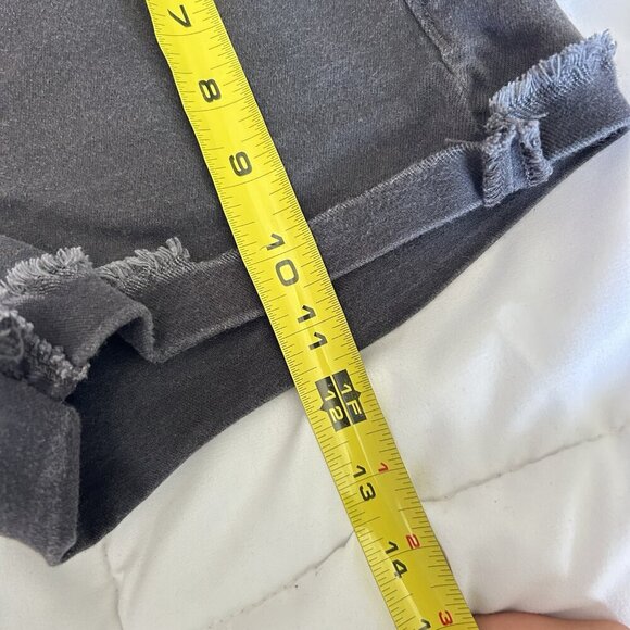 Express Womens 0 Black Denim Shortie Mid Rise Cuffed Shorts Supersoft Stretch - Picture 5 of 6